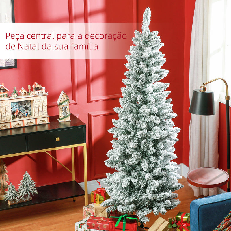 Árvore de Natal 180 cm Árvore de Natal Artificial Coberta de Neve com 479 Ramos e Suporte de Metal Árvore Natalícia para Sala Interior Verde