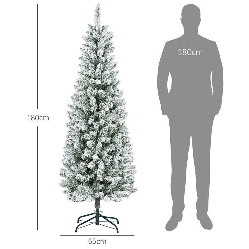 Árvore de Natal 180 cm Árvore de Natal Artificial Coberta de Neve com 479 Ramos e Suporte de Metal Árvore Natalícia para Sala Interior Verde