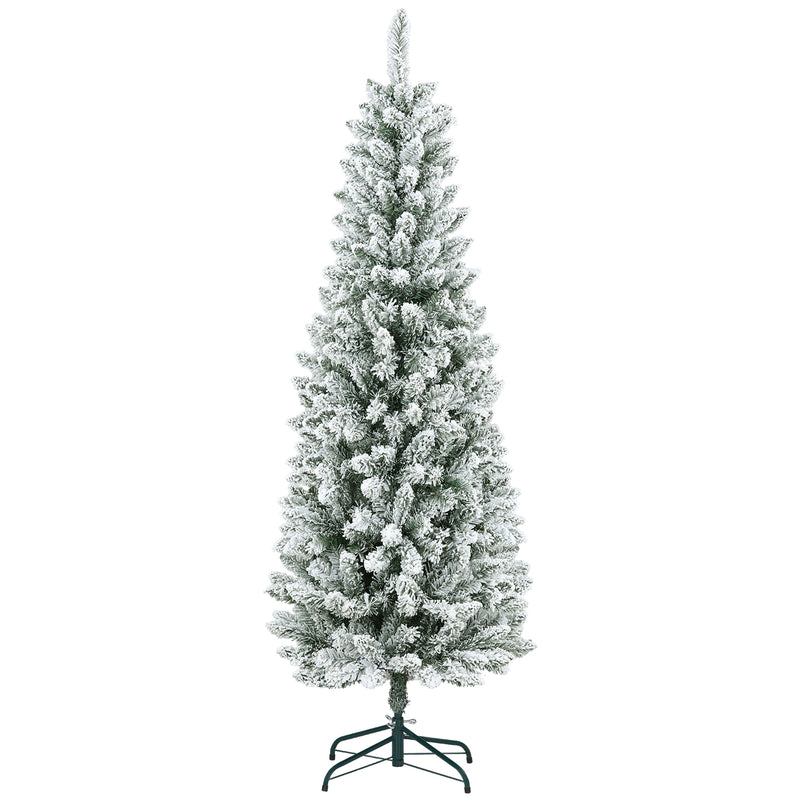 Árvore de Natal 180 cm Árvore de Natal Artificial Coberta de Neve com 479 Ramos e Suporte de Metal Árvore Natalícia para Sala Interior Verde