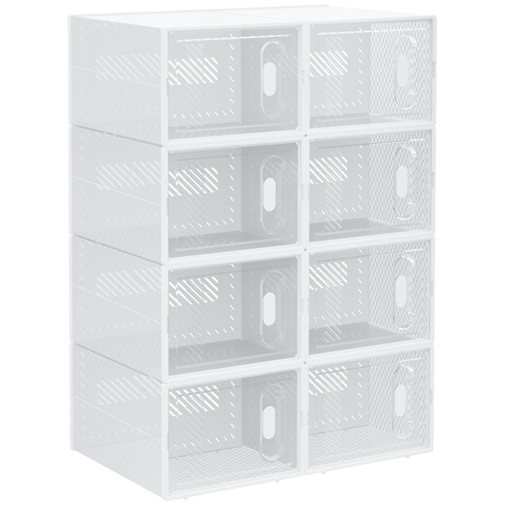 Armário Modular de Plástico Sapateira Modular com 8 Cubos Portas Magnéticas Organizador de Sapatos para Entrada Corredor Dormitório 25x35x19cm Transparente