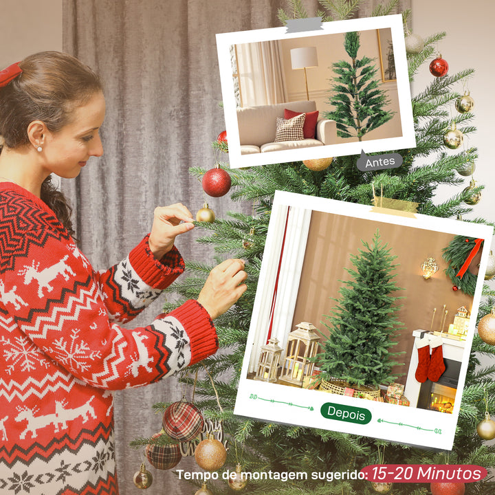 Árvore de Natal Artificial 180 cm Árvore de Natal com 1794 Ramos Densos Suporte Metálico Dobrável Montagem Fácil para Interior Verde