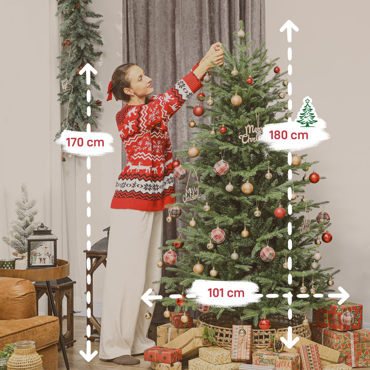 Árvore de Natal Artificial 180 cm Árvore de Natal com 1794 Ramos Densos Suporte Metálico Dobrável Montagem Fácil para Interior Verde