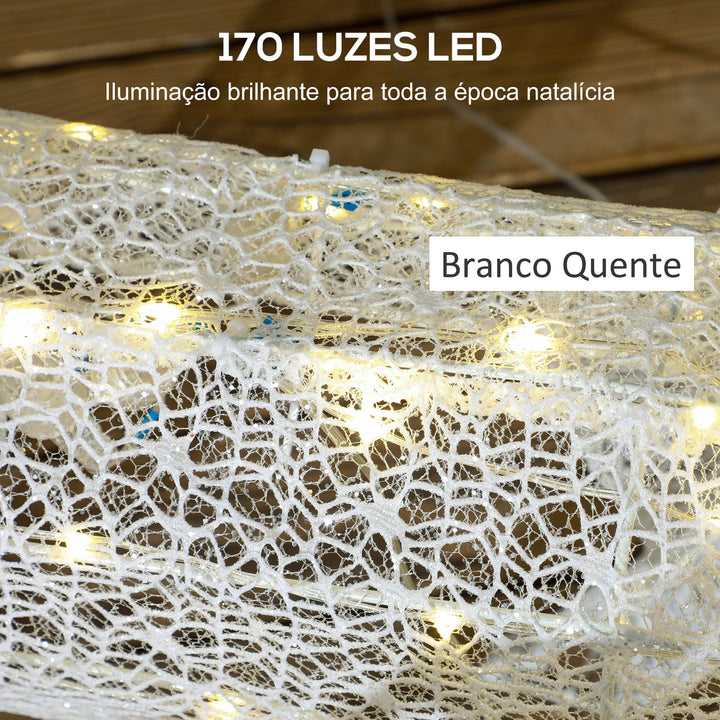 Rena com Trenó Luminoso Decoração de Natal com 170 LED Branco Quente Iluminação Natalícia para Interior Exterior e Jardim 50x29x42 cm Multicor