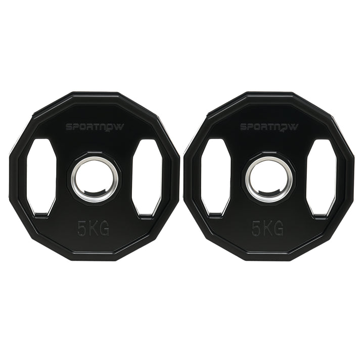 Conjunto de 2 Discos de Pesos Olimpicos 5kg Ferro Fundido Placas de Peso com Orifício de 5cm para Treinamento Fitness em Ginásio Casa Ø24x3,5 cm Preto