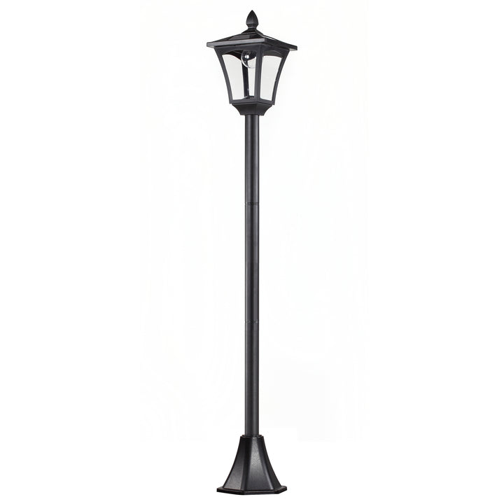 Candeeiro Solar Candeeiro Solar para Jardim com Painel Solar Acendimento Automático e Estrutura de Aço Inoxidável para Varanda Pátio 18x18x160 cm Preto