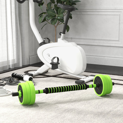 Conjunto de Halteres 20kg 4 em 1 Conjunto de Pesos com Kettlebell Barra de Pesos para Treino de Força em Casa Ginásio Escritório Verde