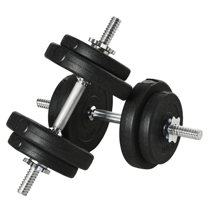 Conjunto de Halteres Ajustáveis 20 kg com Barra de Conexão de Aço e Discos Desmontáveis Conjunto de Pesos para Treinamento em Casa Academia Escritório Preto