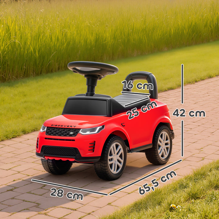 Carro Andador Infantil com Licença de Land Rover Carro Andador para Crianças de 18-36 Meses com Armazenamento Volante Buzina Sons de Motor 65,5x28x42 cm Vermelho