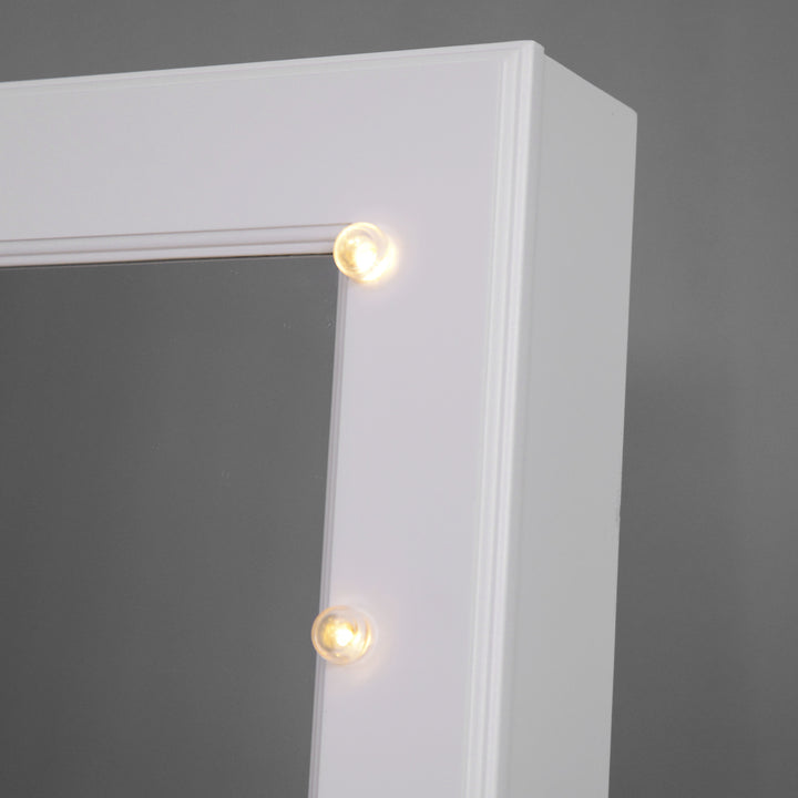 Armário para Joias 20 Luzes de LED Reclinável Fechadura Madeira 40x37x146cm Branco