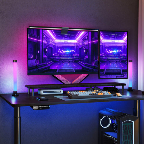 Conjunto de 2 Candeeiros de Mesa Candeeiros de Mesa LED com Controlo Remoto App Bluetooth Sincronização com Música e Temporizador para Sala de Estar Sala de Jogos Dormitório 6x6x32,5 cm Branco