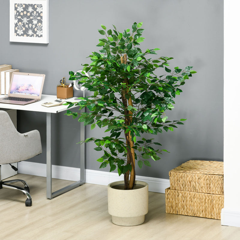 Planta Figueira Artificial com Tronco Realista 150 cm Planta Artificial com Vaso e 882 Folhas Decoração para Casa Sala de Estar Escritório Verde