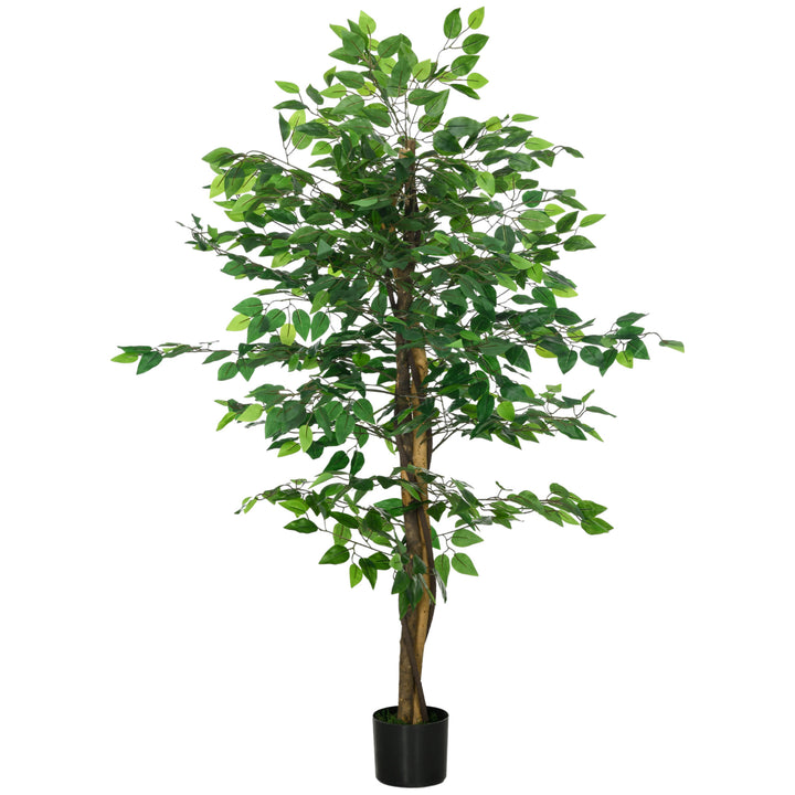 Planta Figueira Artificial com Tronco Realista 150 cm Planta Artificial com Vaso e 882 Folhas Decoração para Casa Sala de Estar Escritório Verde