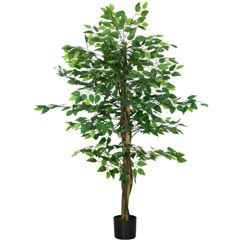 Planta Figueira Artificial com Tronco Realista 150 cm Planta Artificial com Vaso e 882 Folhas Decoração para Casa Sala de Estar Escritório Verde