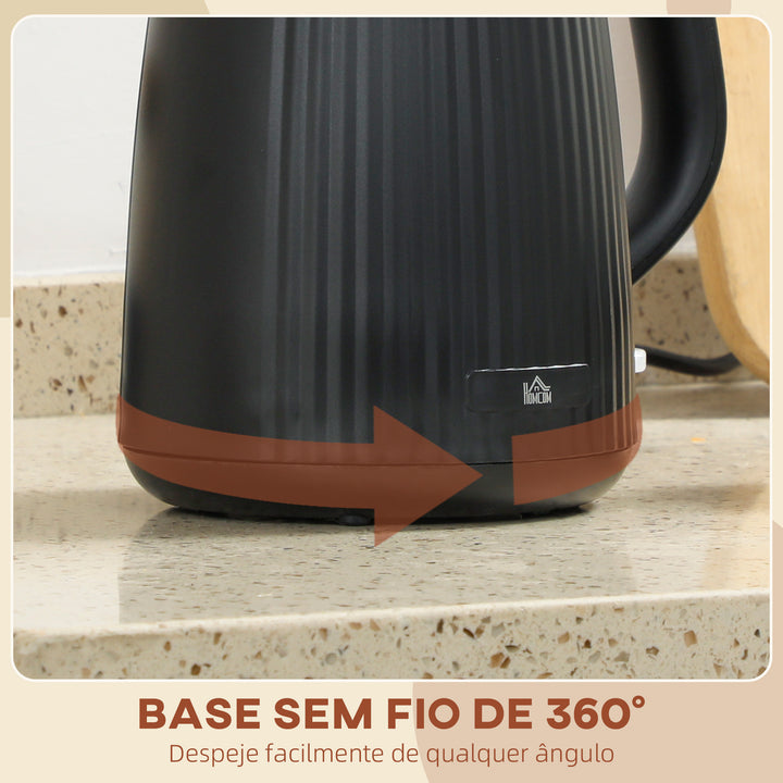 Fervedor de Água Elétrico 1,7 L, 2200 W, Aquecedor de Água Elétrico com Desligamento Automático, Base Giratória 360°, Filtro Antical Removível, Preto