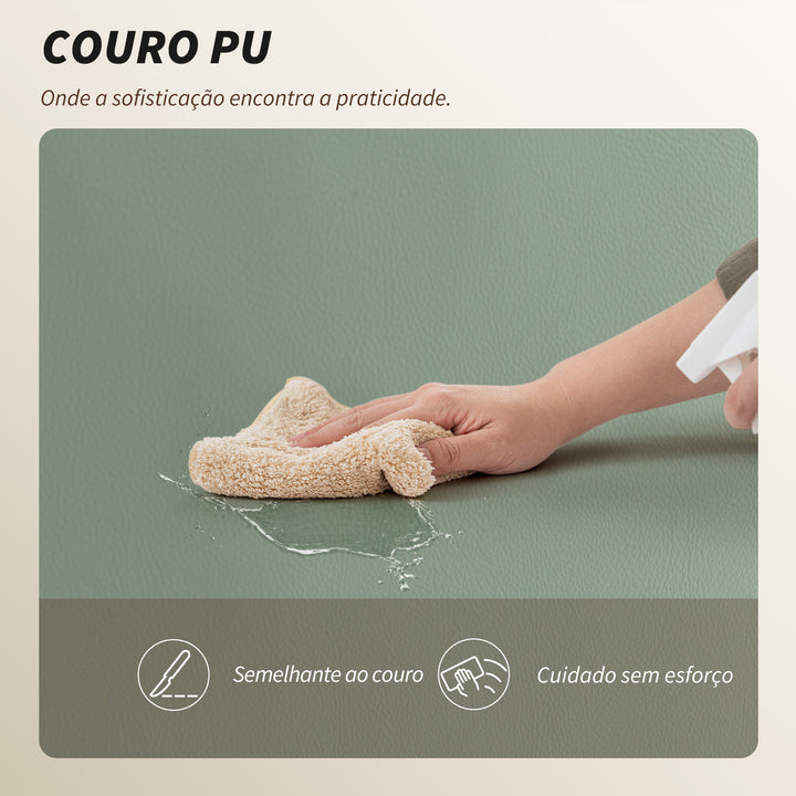 Cadeira de Secretária com Apoio para os Pés Cadeira de Escritório Giratória com Encosto Reclinável e Alto Acolchoado Espesso Estofada em Couro Sintético Suporte Lombar Altura Ajustável Rodas Verde