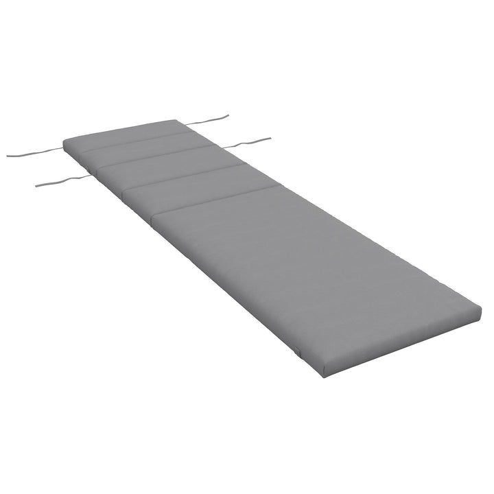 Almofada para Espreguiçadeira 196x63x6 cm Almofada para Espreguiçadeira de Algodão com Tecido Repelente à Água Almofada de Assento e Encosto para Jardim Varanda Cinza Claro