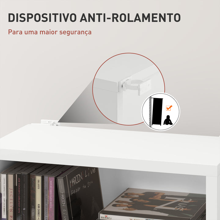 Estante para CDs e DVDs Suportes para CD Estreitos com 9 Compartimentos Prateleiras Ajustáveis para Sala Escritório 33x24x140 cm Branco