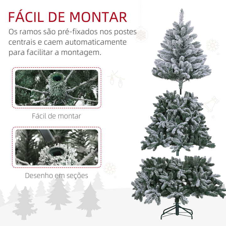 Árvore de Natal 210 cm Árvore de Natal Artificial Nevado com 1021 Ramos e Suporte de Metal Árvore Natalina para Sala Interior Verde