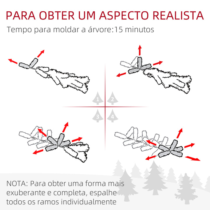 Árvore de Natal 210 cm Árvore de Natal Artificial Nevado com 1021 Ramos e Suporte de Metal Árvore Natalina para Sala Interior Verde