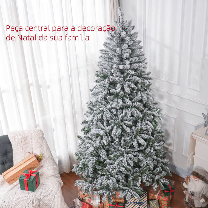 Árvore de Natal 210 cm Árvore de Natal Artificial Nevado com 1021 Ramos e Suporte de Metal Árvore Natalina para Sala Interior Verde