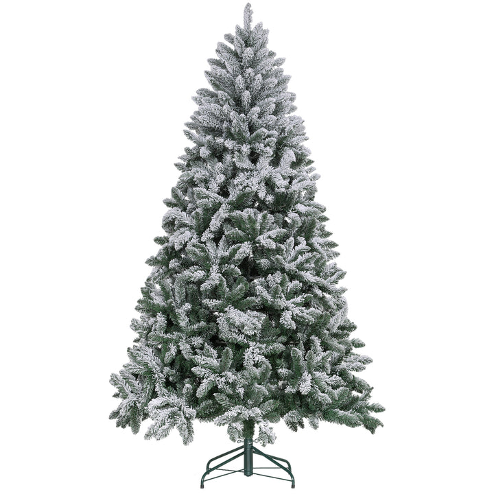 Árvore de Natal 210 cm Árvore de Natal Artificial Nevado com 1021 Ramos e Suporte de Metal Árvore Natalina para Sala Interior Verde