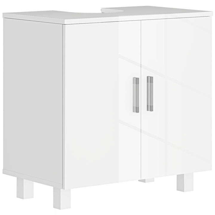 Móvel para Lavatório Pousar Armário Casa de Banho para Lavatório com 2 Portas de MDF 2 Prateleiras e Sistema Anti-Tombo 60x35x60 cm Branco