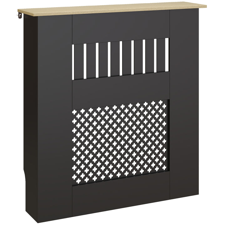 Cobertura para Radiadores Proteção Radiador de MDF 78x19x81 cm Cobertura de Radiador Desenho Moderno de Ripas e Colmeia para Sala Quarto Preto