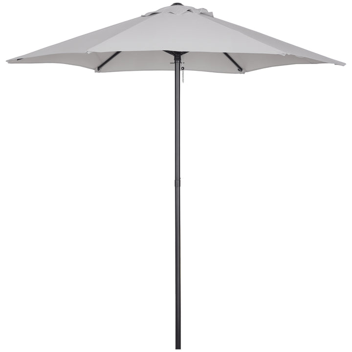 Chapéu de Sol de Jardim Ø196x204 cm Chapéu de Sol com Mastro de Alumínio Manivela Teto com Ventilação Suporte de Fixação e Desmontável para Terraço Pátio Exterior Cinzento Claro