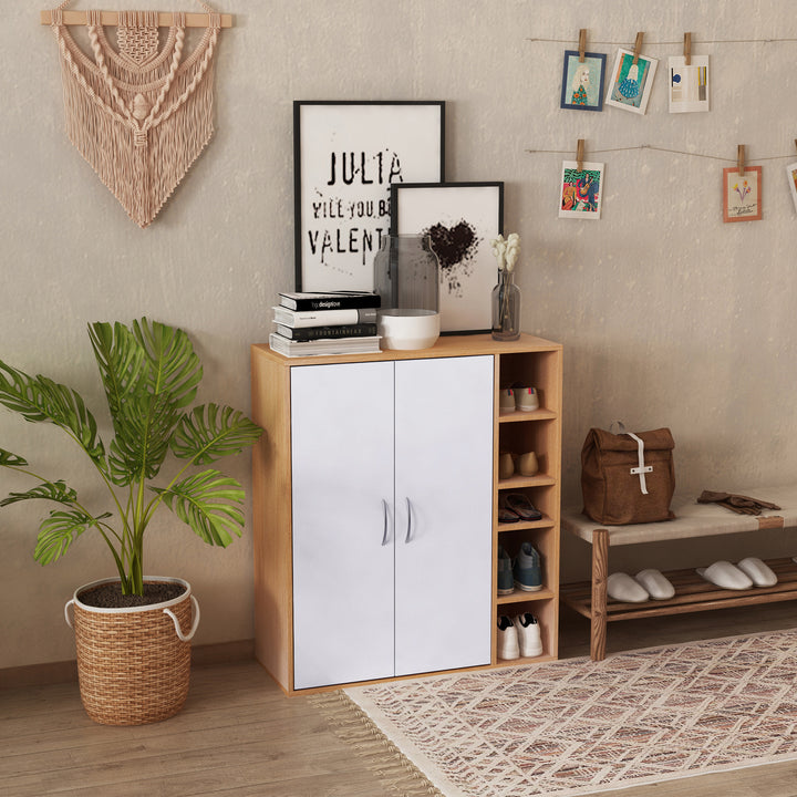 Móvel Organizador de Armazenamento Multiúsos com Portas e Prateleiras Ajustáveis 80x32x90,5cm