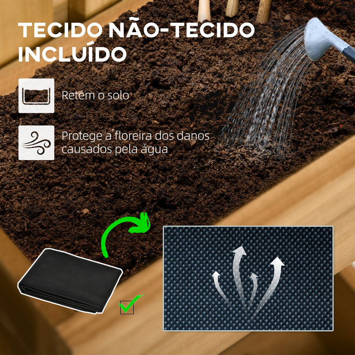 Floreira de Parede com Treliça Floreira Vertical de Madeira com 4 Vasos Móveis e Orifício de Drenagem para Jardim Varanda Pátio 60x16x80 cm Madeira