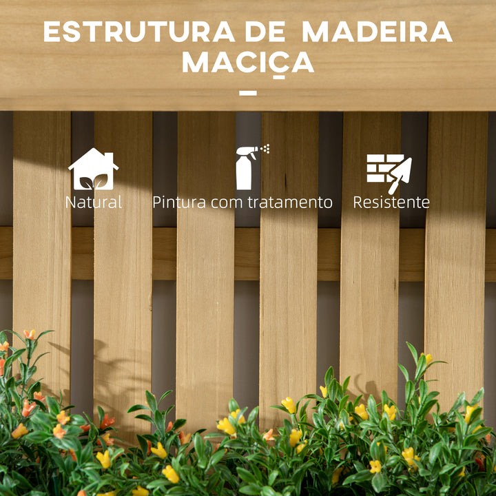 Floreira de Parede com Treliça Floreira Vertical de Madeira com 4 Vasos Móveis e Orifício de Drenagem para Jardim Varanda Pátio 60x16x80 cm Madeira
