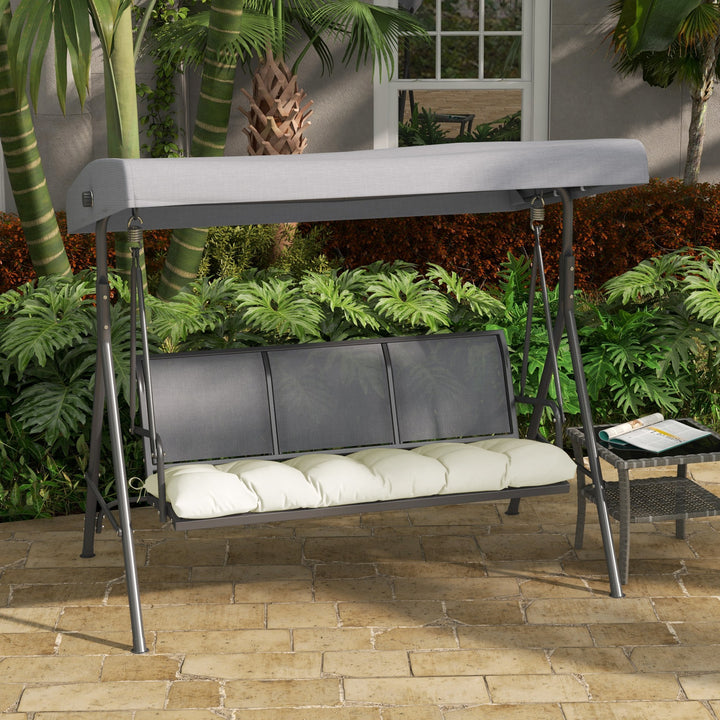 Almofada para Banco 128x48x8 cm Almofada para Banco de Jardim com 2 Cordões de Fixação Impermeável e Proteção UV 50+ para Jardim Terraço Creme