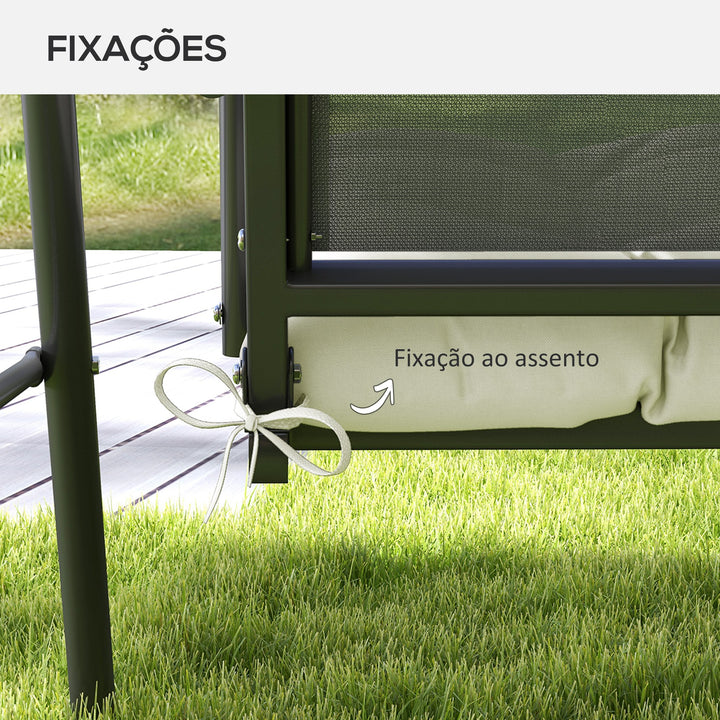 Almofada para Banco 128x48x8 cm Almofada para Banco de Jardim com 2 Cordões de Fixação Impermeável e Proteção UV 50+ para Jardim Terraço Creme
