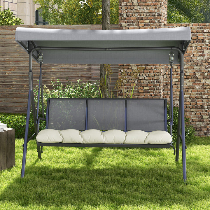 Almofada para Banco 128x48x8 cm Almofada para Banco de Jardim com 2 Cordões de Fixação Impermeável e Proteção UV 50+ para Jardim Terraço Creme