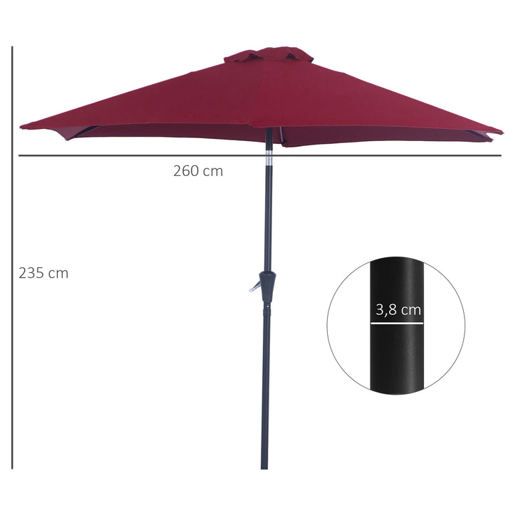 Sombrinha Guarda-Sol Reclinável com Manivela de Alumínio com Tela de Poliéster para Jardím Pátio Terraço - F270x235 cm