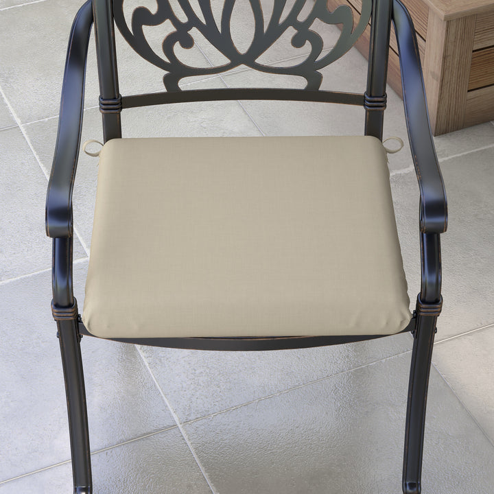 Conjunto de Almofadas para Cadeiras 47x47x7 cm Conjunto de 4 Peças Almofadas para Cadeiras de Jardim Impermeáveis e com Proteção UV 50+ para Interior e Exterior Bege