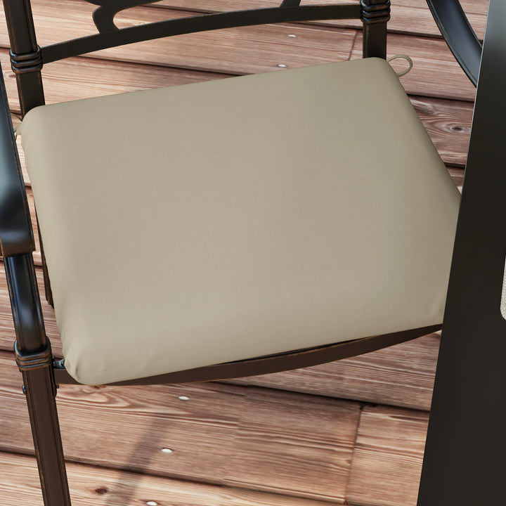 Conjunto de Almofadas para Cadeiras 47x47x7 cm Conjunto de 4 Peças Almofadas para Cadeiras de Jardim Impermeáveis e com Proteção UV 50+ para Interior e Exterior Bege
