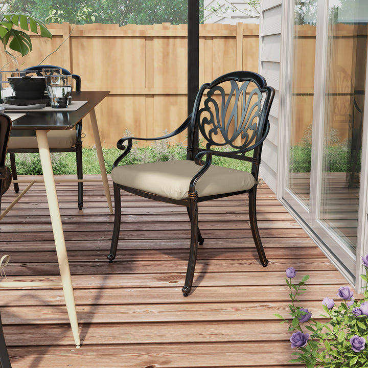 Conjunto de Almofadas para Cadeiras 47x47x7 cm Conjunto de 4 Peças Almofadas para Cadeiras de Jardim Impermeáveis e com Proteção UV 50+ para Interior e Exterior Bege