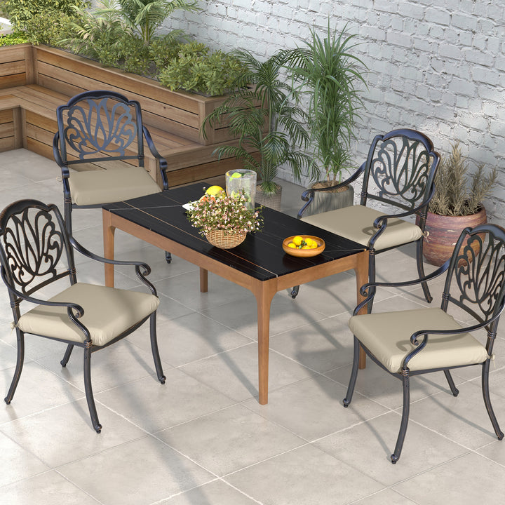 Conjunto de Almofadas para Cadeiras 47x47x7 cm Conjunto de 4 Peças Almofadas para Cadeiras de Jardim Impermeáveis e com Proteção UV 50+ para Interior e Exterior Bege