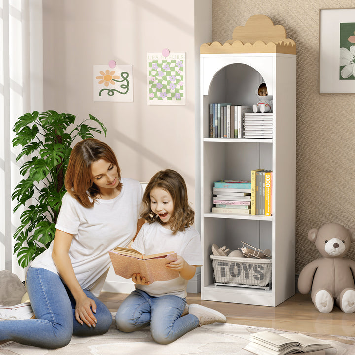 Estante para Livros Infantil Estante para Livros de 3 Niveis Estante de Livros para Escola Infantil Dormitório 40x30x139,5 cm Branco e Madeira