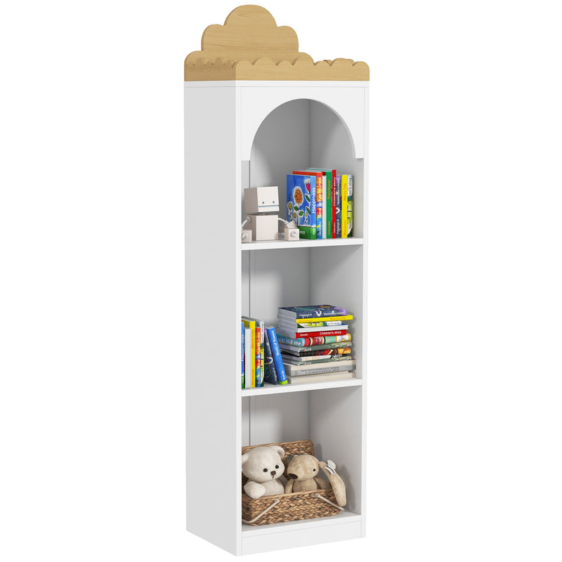 Estante para Livros Infantil Estante para Livros de 3 Niveis Estante de Livros para Escola Infantil Dormitório 40x30x139,5 cm Branco e Madeira