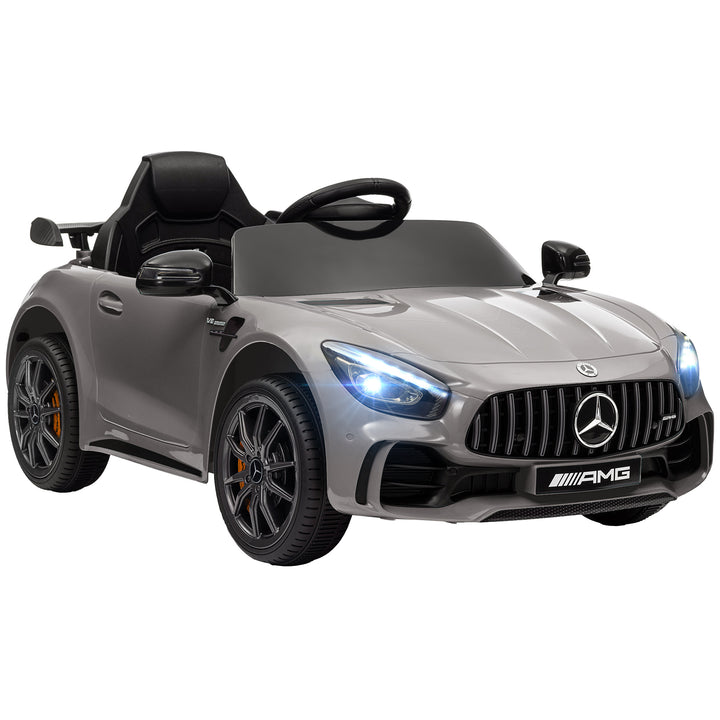 Carro Elétrico para Crianças acima de 3 Anos Carro Mercedes-Benz AMG GTR Carro Elétrico Infantil com Bateria 12V Controlo Remoto Faróis Buzina e Música 108x67x46 cm Prata
