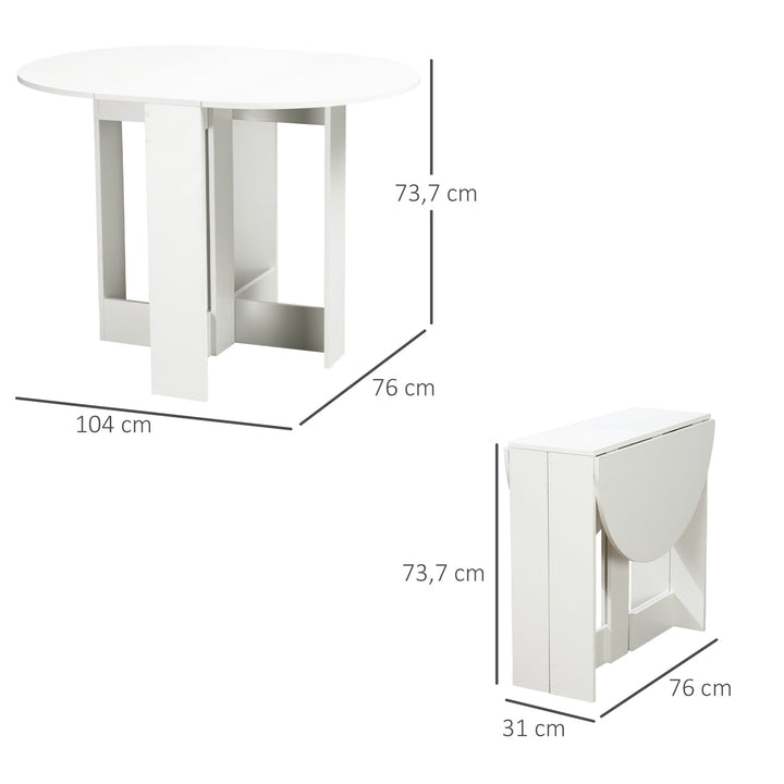 Mesa dobrável com 2 asas dobráveis ??Mesa lateral de madeira 104x76x73,7 cm Branco