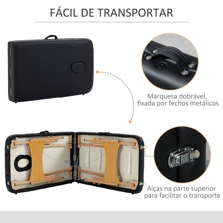 Marquesa Madeira Dobrável 182 x 60 cm Tatuagem Terapia Sofá-Cama Preto NOVO