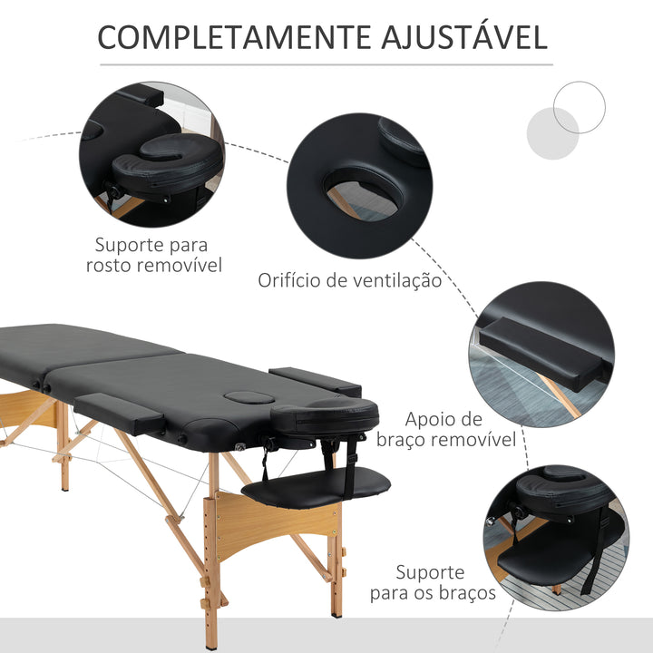 Marquesa Madeira Dobrável 182 x 60 cm Tatuagem Terapia Sofá-Cama Preto NOVO
