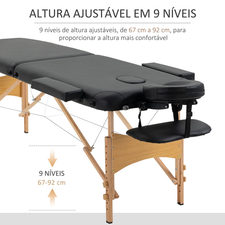 Marquesa Madeira Dobrável 182 x 60 cm Tatuagem Terapia Sofá-Cama Preto NOVO