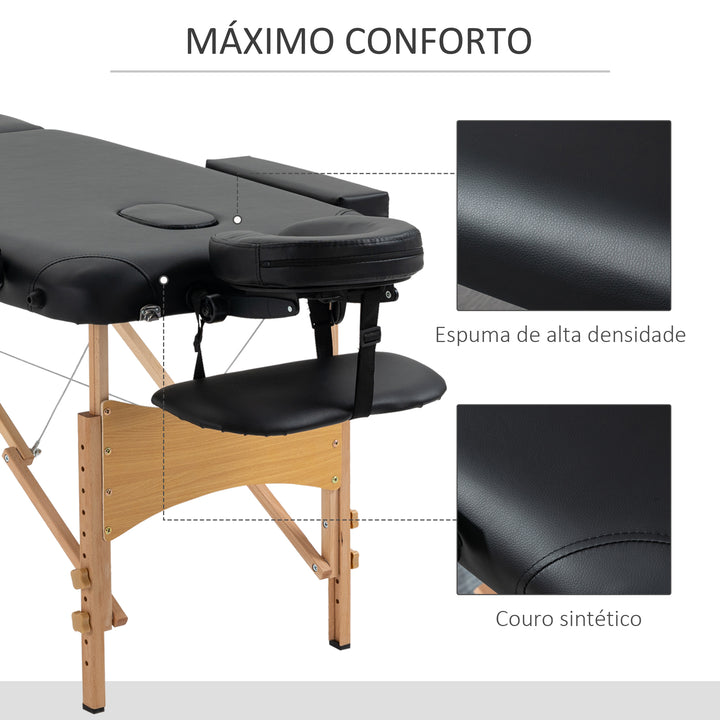 Marquesa Madeira Dobrável 182 x 60 cm Tatuagem Terapia Sofá-Cama Preto NOVO