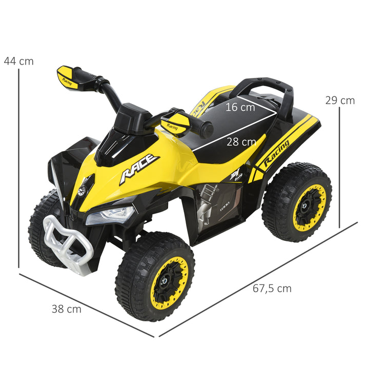 Quadriciclo para crianças acima de 18 meses com função de luz e música Suporta até 20 kg 67,5x38x44 cm Amarelo