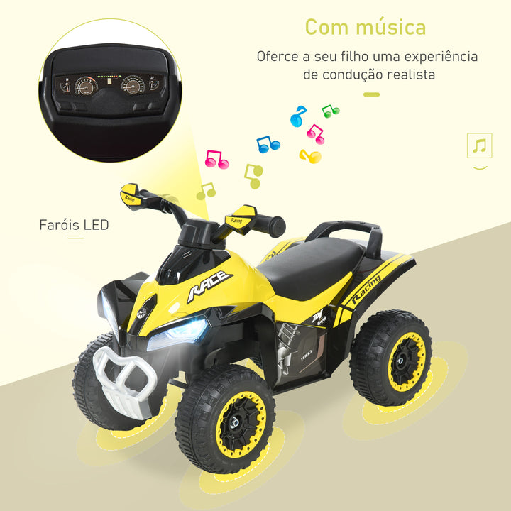 Quadriciclo para crianças acima de 18 meses com função de luz e música Suporta até 20 kg 67,5x38x44 cm Amarelo