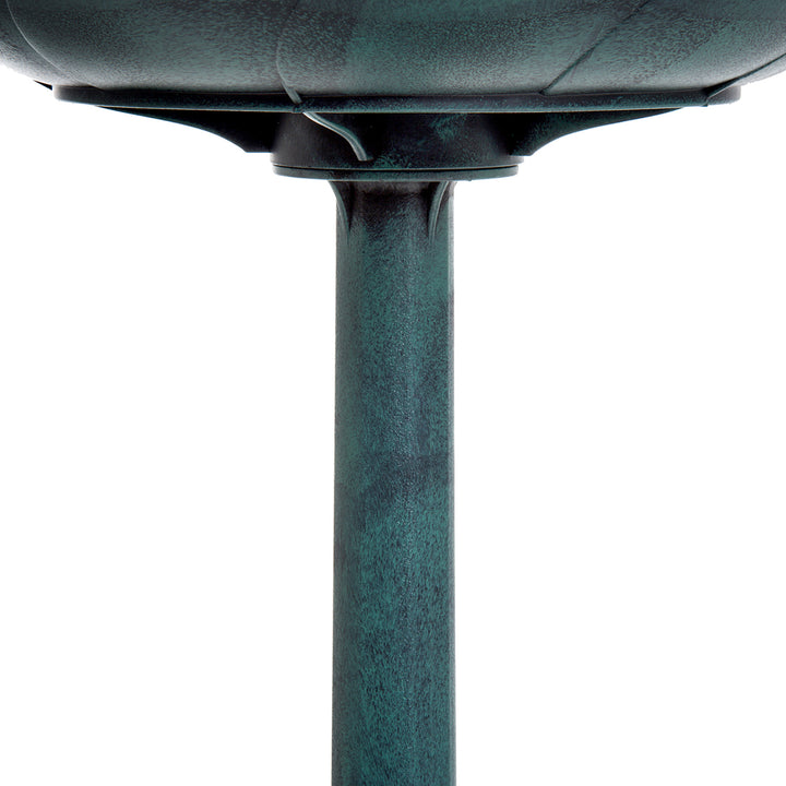 Banho para Pássaros de Jardim ao Ar Livre Altura 70 cm Bebedouro com Design de Flor-de-Lis e Acabamento Envelhecido Leve e Resistente Verde
